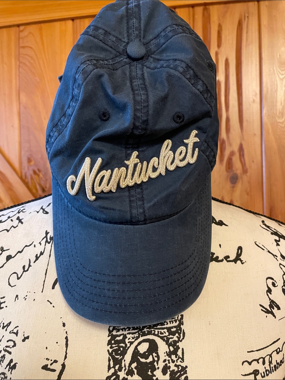 Legacy Nantucket Script Baseball Cap - Navy with Cream Embroidery